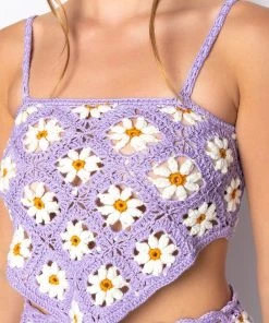 DAISY BABY CROCHET HANDKERCHIEF TOP -akira shop daisy baby crochet strapless top light purple 7 7