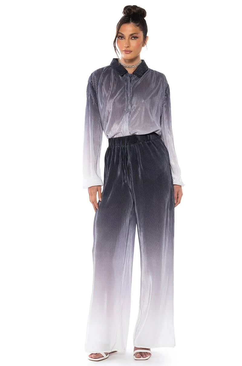 DAY TO NIGHT PLEATED SATIN WIDE LEG PANTS IN BLACK WHITE 5 DAY TO NIGHT PLEATED SATIN WIDE LEG PANTS IN BLACK WHITE - Image 3