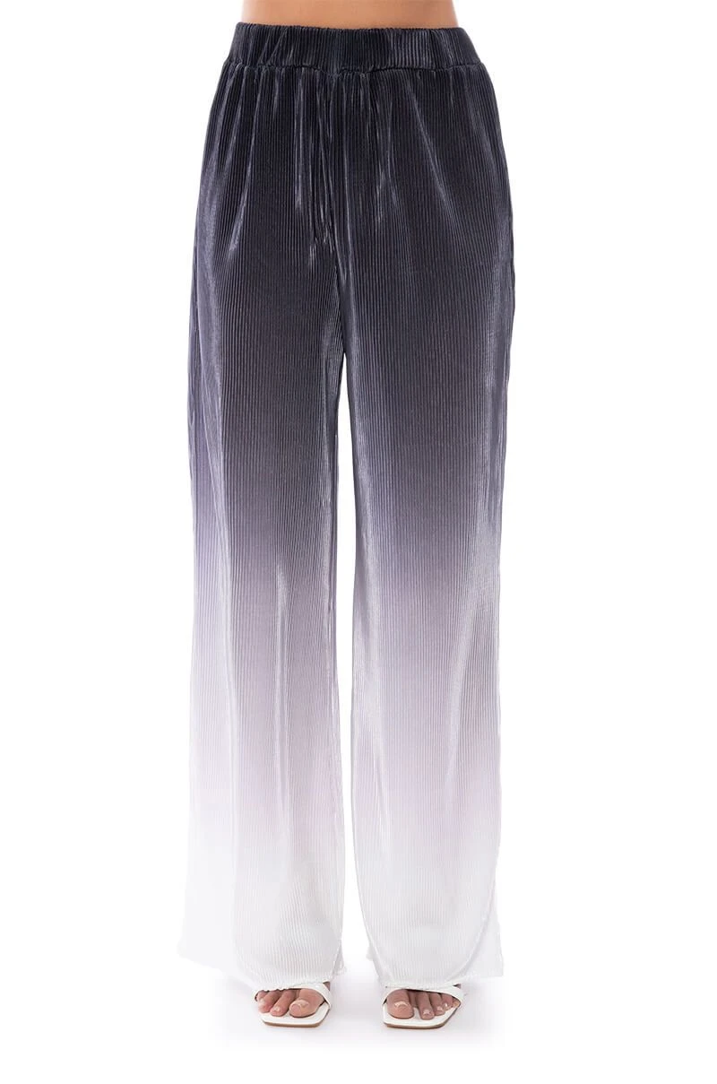 DAY TO NIGHT PLEATED SATIN WIDE LEG PANTS IN BLACK WHITE 8 DAY TO NIGHT PLEATED SATIN WIDE LEG PANTS IN BLACK WHITE - Image 6