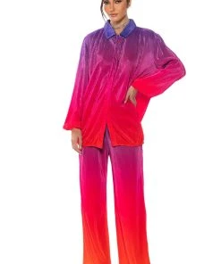 DAY TO NIGHT PLEATED SATIN WIDE LEG PANTS IN RED MULTI -akira shop day to night pleated satin wide leg pants in red multi red multi 4 4