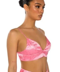 DAYDREAM SATIN FLORAL BRALETTE -akira shop daydream satin floral bralette pink 2 2