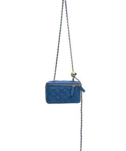 DENIM QUILTED CROSS BODY BAG -akira shop denim quilted cross body bag light blue denim 3 3