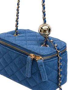 DENIM QUILTED CROSS BODY BAG -akira shop denim quilted cross body bag light blue denim 6 6