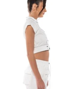 DESTINATION CROPPED CARGO TOP -akira shop destination cropped cargo top ivory 5 5