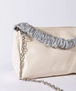 DESTINY RHINESTONE STRAP WHITE PURSE -akira shop destiny rhinestone strap white purse ivory 5 5