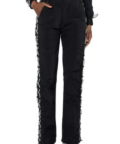 DIAMOND LACE UP TRACK PANT -akira shop diamond lace up track pant black silver 3 3 c1 c1 c1
