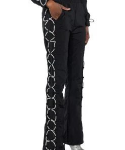 DIAMOND LACE UP TRACK PANT -akira shop diamond lace up track pant black silver 4 4 c1 c1 c1