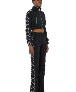 DIAMOND LACE UP TRACK PANT -akira shop diamond lace up track pant black silver 7 7 c1 c1 c1