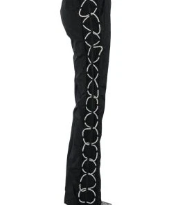 DIAMOND LACE UP TRACK PANT -akira shop diamond lace up track pant black silver 9 9