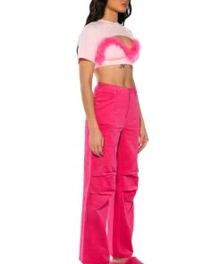 DIONNE FEATHER TRIM BRA AND ULTRA CROP TSHIRT SET -akira shop dionne feather trim bra and ultra crop tshirt set pink multi 4 4