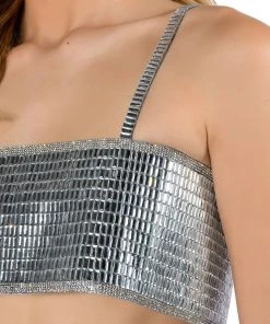 DISCO BALL MIRROR BRALETTE -akira shop disco ball mirror bralette silver 11 11