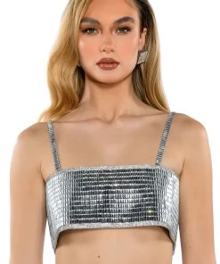 DISCO BALL MIRROR BRALETTE -akira shop disco ball mirror bralette silver 5 5