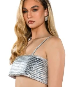DISCO BALL MIRROR BRALETTE -akira shop disco ball mirror bralette silver 6 6