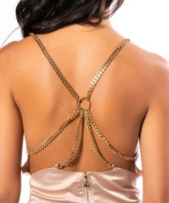 DIVA DRIP SLEEVELESS CHAIN DETAIL SATIN COWL NECK BLOUSE -akira shop diva drip sleeveless chain detail satin cowl neck blouse beige 10 10