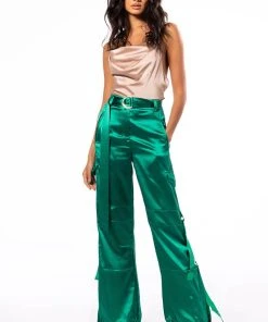 DIVA DRIP SLEEVELESS CHAIN DETAIL SATIN COWL NECK BLOUSE -akira shop diva drip sleeveless chain detail satin cowl neck blouse beige 4 4