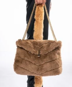 DIVINE TAN FAUX FUR PURSE
