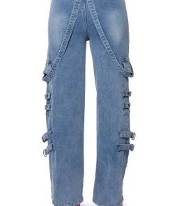 DONT TAKE HIM BACK WIDE LEG SUSPENDER CARGO JEANS -akira shop dont take him back wide leg suspender cargo jeans medium blue denim 8 8