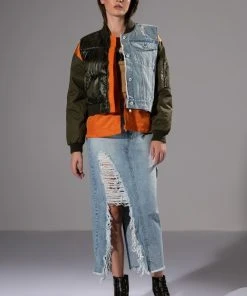 DOUBLE OHS CARGO DISTRESSED MIDI SKIRT -akira shop double ohs cargo distressed midi skirt light blue denim 3 3