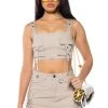 DOWN FOR ANYTHING CARGO CROP TOP -akira shop down for anything cargo crop top gray 1 1