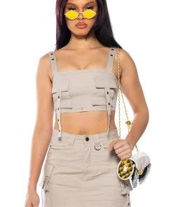 DOWN FOR ANYTHING CARGO CROP TOP