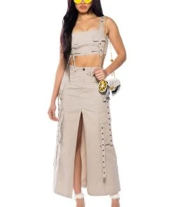 DOWN FOR ANYTHING CARGO CROP TOP -akira shop down for anything cargo crop top gray 3 3