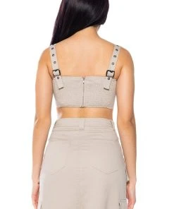 DOWN FOR ANYTHING CARGO CROP TOP -akira shop down for anything cargo crop top gray 6 6