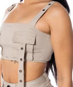 DOWN FOR ANYTHING CARGO CROP TOP -akira shop down for anything cargo crop top gray 7 7
