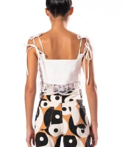 DREAMY TIE FRONT LACE DETAIL SLEEVELESS BLOUSE -akira shop dreamy tie front lace detail sleeveless blouse white 5 5