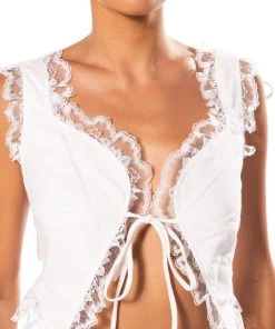 DREAMY TIE FRONT LACE DETAIL SLEEVELESS BLOUSE -akira shop dreamy tie front lace detail sleeveless blouse white 6 6
