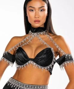 DRENCHED IN DIAMONDS SATIN BRA TOP