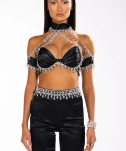 DRENCHED IN DIAMONDS SATIN BRA TOP -akira shop drenched in diamonds satin bra top black 3 3 c1