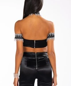 DRENCHED IN DIAMONDS SATIN BRA TOP -akira shop drenched in diamonds satin bra top black 5 5 c1
