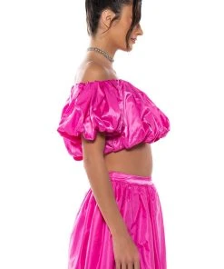 DRESS LIKE ROYALTY VOLUME CROP TOP -akira shop dress like royalty volume crop top pink 6 6