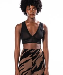 EASY GOING MESH DEEP V BRA TOP -akira shop easy going mesh deep v bra top black 4 4