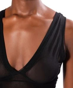EASY GOING MESH DEEP V BRA TOP -akira shop easy going mesh deep v bra top black 7 7