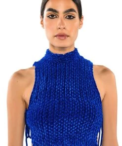 ECHO VELVET SLEEVELESS TOP IN BLUE
