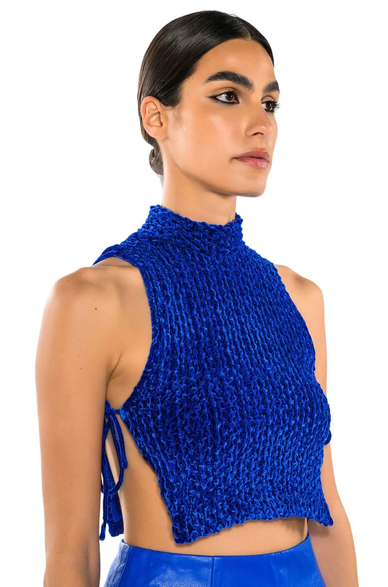 ECHO VELVET SLEEVELESS TOP IN BLUE 7 ECHO VELVET SLEEVELESS TOP IN BLUE - Image 5
