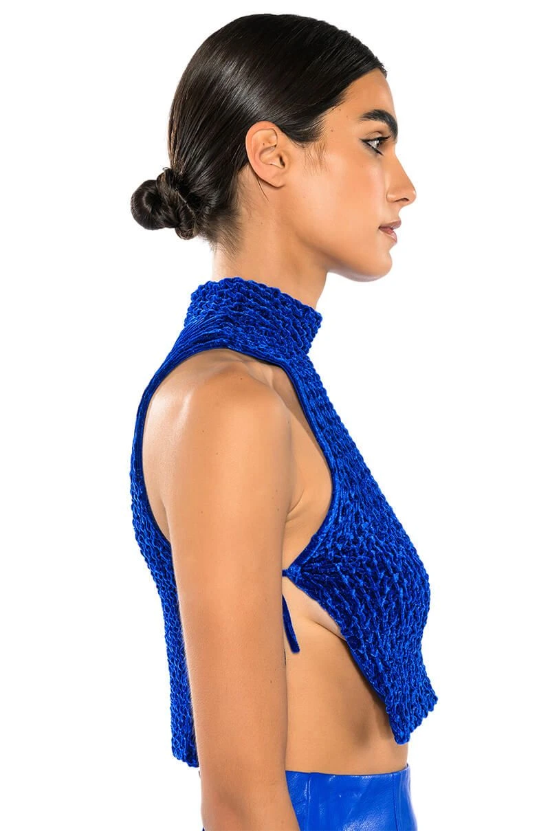ECHO VELVET SLEEVELESS TOP IN BLUE 4 ECHO VELVET SLEEVELESS TOP IN BLUE - Image 2