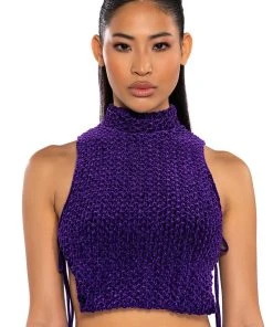 ECHO VELVET SLEEVELESS TOP IN PURPLE