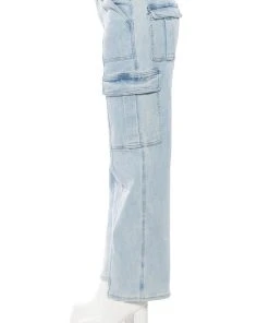 ELIZA DENIM CARGO PANT -akira shop eliza denim cargo pant light blue denim 7 7