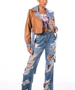 ELLA BELLA HIGH RISE WIDE LEG DISTRESSED JEANS 14 ELLA BELLA HIGH RISE WIDE LEG DISTRESSED JEANS -akira shop ella bella high rise wide leg distressed jeans light blue denim 4 4