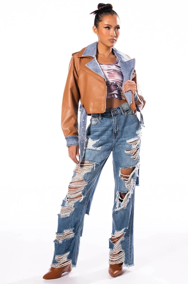 ELLA BELLA HIGH RISE WIDE LEG DISTRESSED JEANS 6 ELLA BELLA HIGH RISE WIDE LEG DISTRESSED JEANS - Image 4