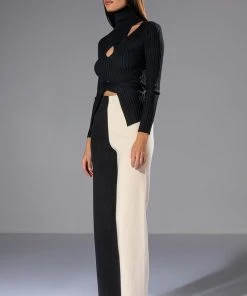 ENVY ME COLORBLOCKED KNIT WIDE LEG PANT -akira shop envy me colorblocked knit wide leg pant black multi 3 3 c1