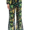 ESCAPE THE ORDINARY PRINTED FLARE TROUSER -akira shop escape the ordinary printed flare trouser green multi 1 1
