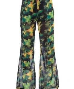ESCAPE THE ORDINARY PRINTED FLARE TROUSER -akira shop escape the ordinary printed flare trouser green multi 5 5