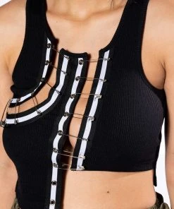 EXPENSIVE TASTE PIN DETAIL TOP -akira shop expensive taste pin detail top black 8 8