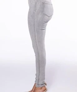 EXTREME STRETCH HIGH WAISTED SKINNY JEANS WITH RHINESTONES -akira shop extreme stretch high waisted skinny jeans with rhinestones grey 4 4