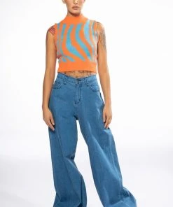 EYE OF THE TIGER SLEEVELESS SWEATER 19 EYE OF THE TIGER SLEEVELESS SWEATER -akira shop eye of the tiger sleeveless sweater orange multi 9 9