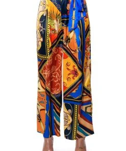EZRA PRINTED TIE FRONT PALAZZO PANT -akira shop ezra printed tie front palazzo pant multi 5 5