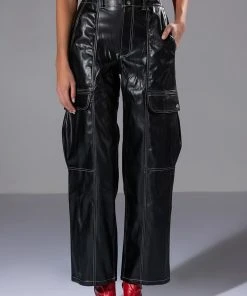 FASHIONABLY LATE FAUX LEATHER RELAXED FIT PANT